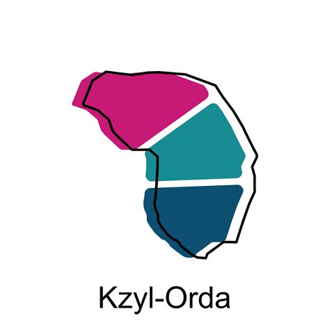 Map of Kzyl Orda illustration design template, Map have all province and mark the capital city ...