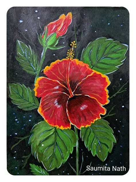 Hibiscus Flower Painting: Acrylic Color