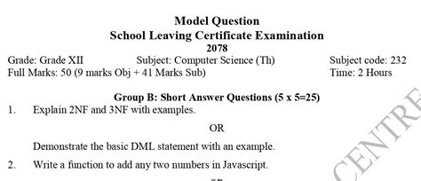 Image result for Computer Science Class 11 Model Question 2078