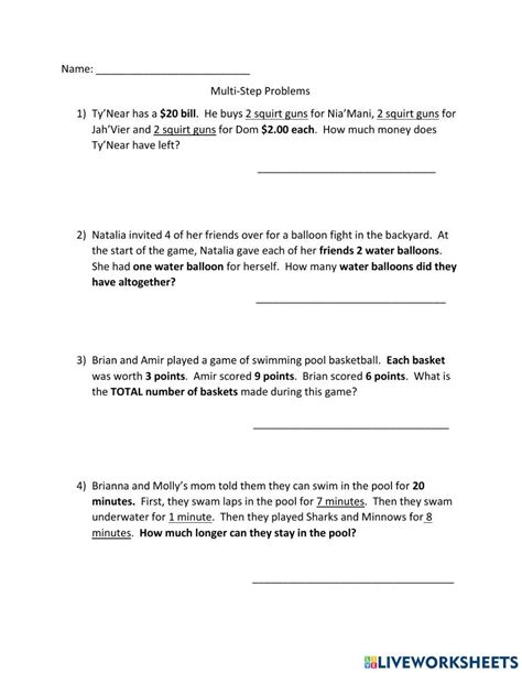 Image result for Easy Multi-Step Word Problems