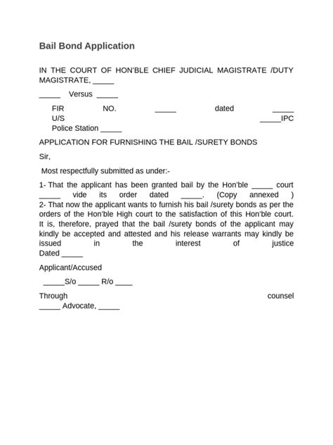 Bail Bond Application | PDF