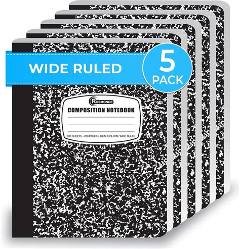 Amazon.com : EXTRIC Composition Notebook Wide Ruled – Composition ...