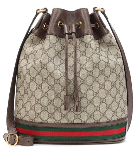 Gucci Leather Ophidia GG Bucket Bag in Brown - Lyst