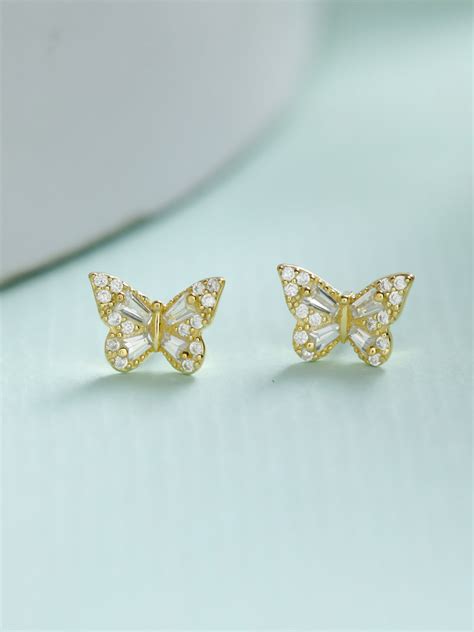 Sheer by Priyaasi Butterfly American Diamond Gold-Plated Sterling Silv