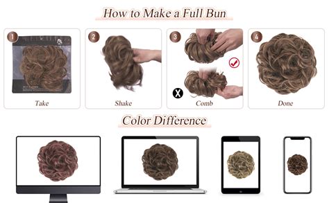 Curated Cart Messy Bun Hair Extension, Donut Scrunchies, With Elastic ...