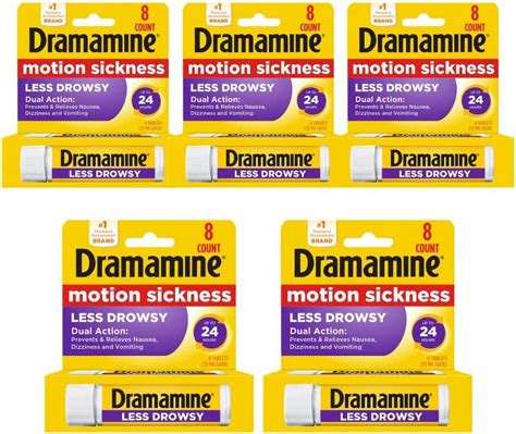 Dramamine Less Drowsy Motion Sickness Relief Tablets, 8 ct, Pack of 5 - Walmart.com