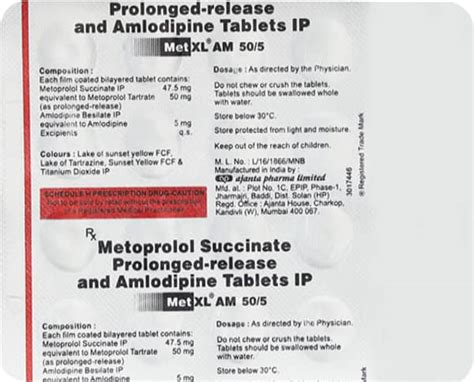 Met Xl Am 50/5 Tablet: Uses, Side Effects, Price, Dosage & More Info ...