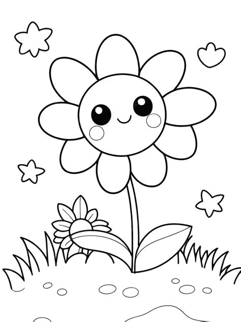 Premium Photo | Cute flower coloring page for kids