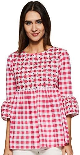 Buy Styleville.in Women's Check Flared top at Amazon.in