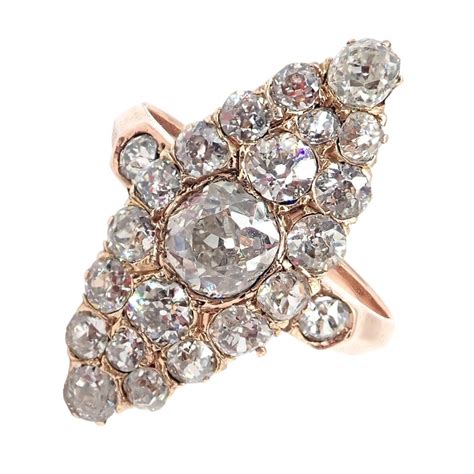 Antique Vintage Estate Old Miner Cut Diamond Rose Gold Ring For Sale at ...