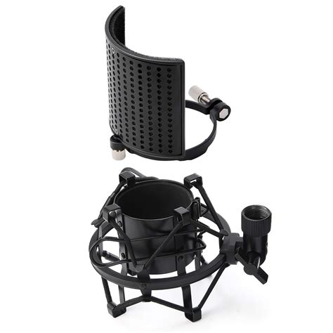 Moukey MMs-9 Shock Mount for AT2020, Blue Yeti with Metal Pop Filter ...