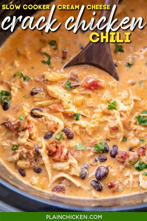 Slow Cooker Cream Cheese Crack Chicken Chili - Plain Chicken