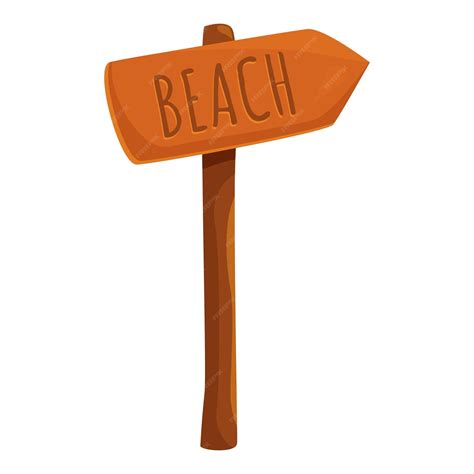 Wooden beach sign pointing to the right | Premium Vector