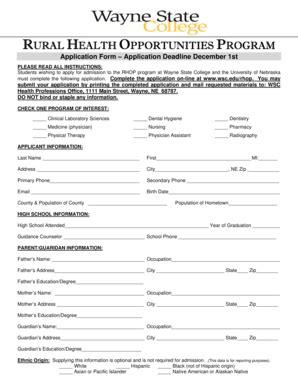 Fillable Online wsc RURAL HEALTH OPPORTUNITIES PROGRAM - Wayne State ...