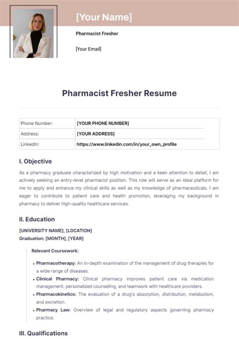 Free Pharmacist Resume Templates to Edit Online and Download