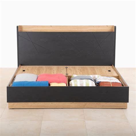 Buy Kiro Carbon Queen Bed with Box Storage - Black from Home Centre at ...