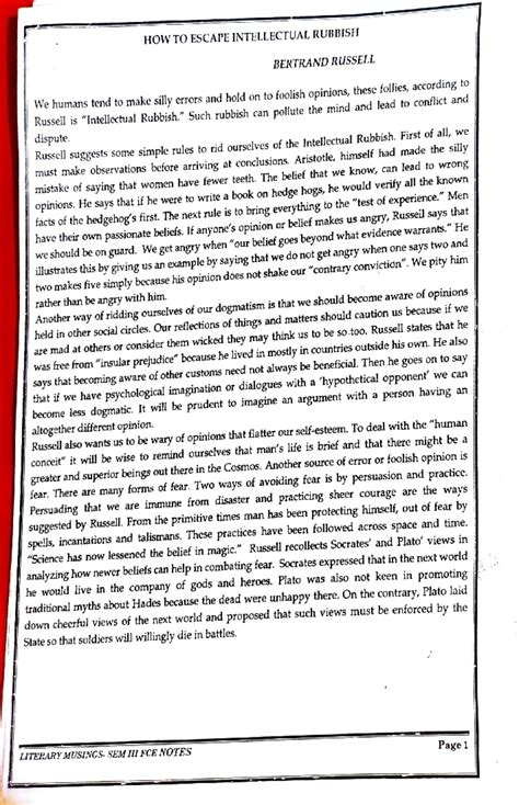 English SEM-3 Notes - Literary musings - HOW TOESCAPE INTELLECTUAL ...