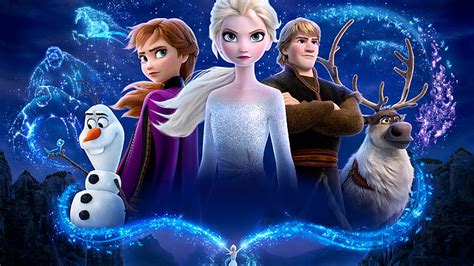 Elsa Anna Olaf Kristoff In Blue Starry Sky Background HD Frozen ...