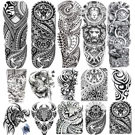 Buy Kotbs 15 Sheets Tribal Totem Tempoary Tattoo Sleeves for Men Women ...