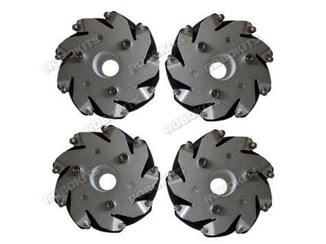 100mm Mecanum Wheel Set (2x Left, 2x Right) - Bearing Rollers 100mm ...
