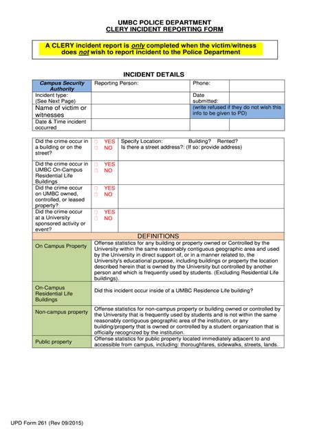 UMBC UPD Form 261 - Fill Online, Printable, Fillable, Blank - pdfFiller