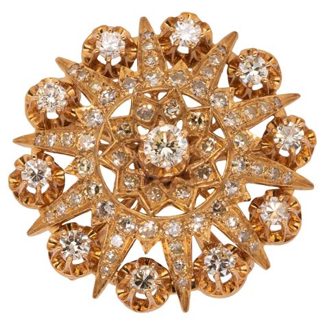 Dankner Ruby Flower Gold Brooch 14k Yellow Gold For Sale at 1stDibs
