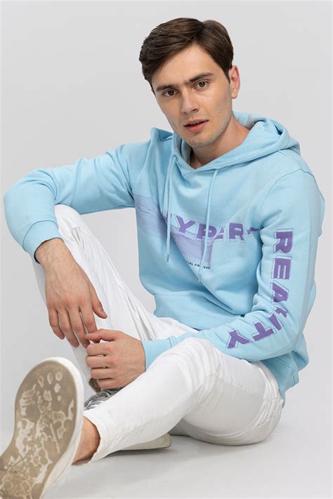 Buy Men's Hyper Reality Blue Hoodie Online | SNITCH