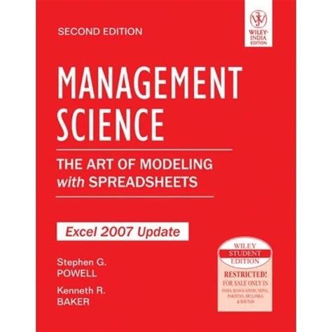 Management Science: The Art Of Modeling With Spreadsheets, Excel 2007 ...