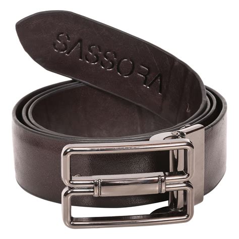 Sassora Pure Leather Reversible Detachable Buckle Belt For Men