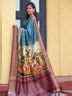 Viscose Dola Silk Saree With Kalamkari And Mughal Print