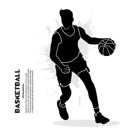 Male basketball player dribbling Silhouette art isolated on white ...