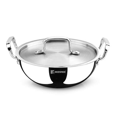 BERGNER TriPro TriPly Stainless Steel 20cm (1.7 L) Deep Kadai/Kadhai ...