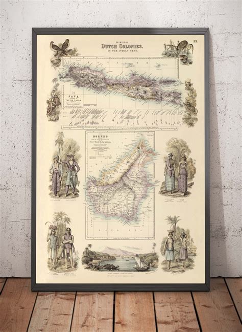Old Map of the Dutch East Indies in 1872 by Fullarton - Borneo, Java, – The Unique Maps Co.