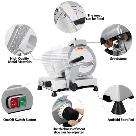 ZENY Semi-Auto Meat Slicer Stainless Steel 10" Blade Electric Deli Food ...
