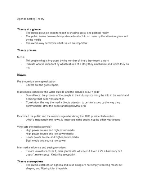 Agenda Setting Theory - Agenda Setting Theory Theory at a glance - The ...