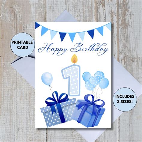 Printable Boy 1st Birthday Card | Baby Boy First Birthday Card ...