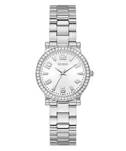 Buy Guess Gd Fawn Analog Watch for Woman with White Round Dial & Silver ...
