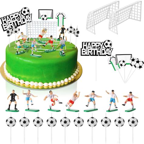 Buy 24 Pieces Soccer Cake Topper Decorations Soccer Happy Birthday Cake ...