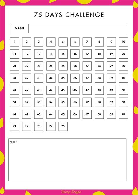 75 Days Challenge Printable - Etsy