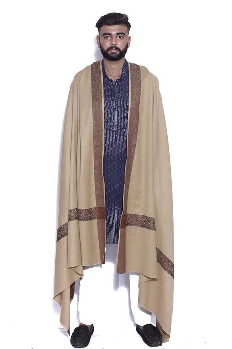 Buy Kashmiri Machine Border Men Shawl Men Lohi Woolen Gents Pure Wool ...