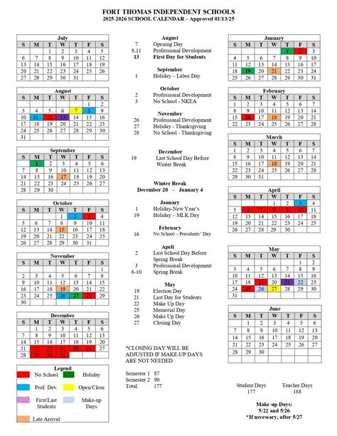 Fort Thomas Independent School ky Calendar 25-26 Revised [PDF] - EduCounty