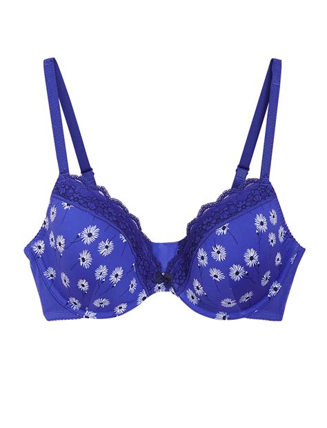 Buy Printed Lace Trim Wired Plunge Bra A-E at Marks & Spencer