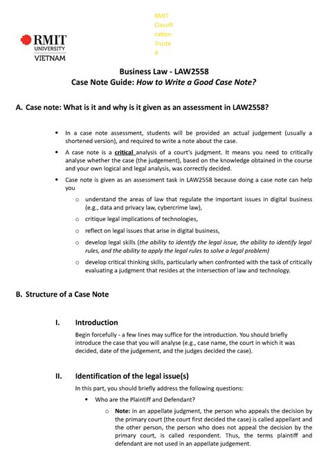 Image result for Case Note Example Law