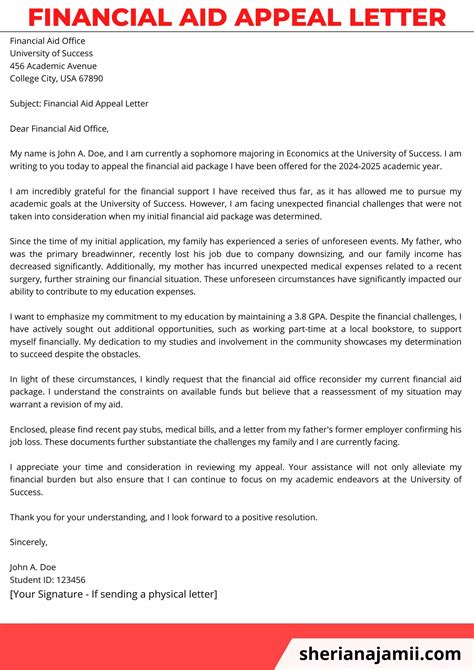 Financial Aid Appeal Letter Sample 2024