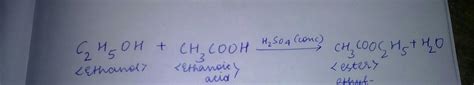Ethanoic acid reacts with ethanol in the presence of an acid balance ...