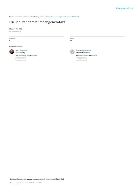 Pseudo-Random Number Generators | PDF | Sequence | Mathematics