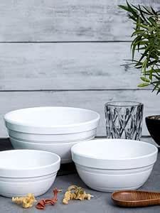 Buy Servewell Ceramic Ben Bowl Set 3 Pc - White, 800 ML Online at Low ...