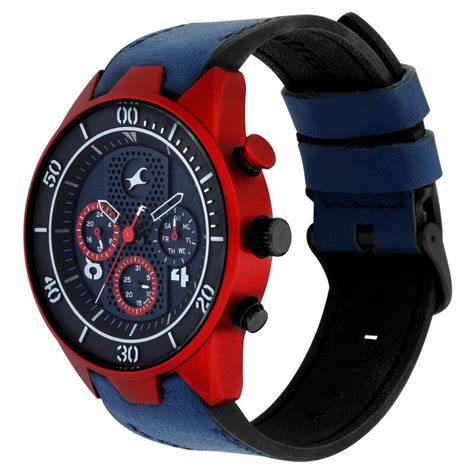 Fastrack All Nighters Quartz Multifunction Blue Dial Leather Strap ...