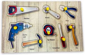 Khilonewale Wooden Puzzles Set for Toddlers 2 3 4 Years Old, Tool ...