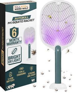 Killato by Weird Wolf 2 in 1 UV Light Mosquito Racket Bat with Base ...